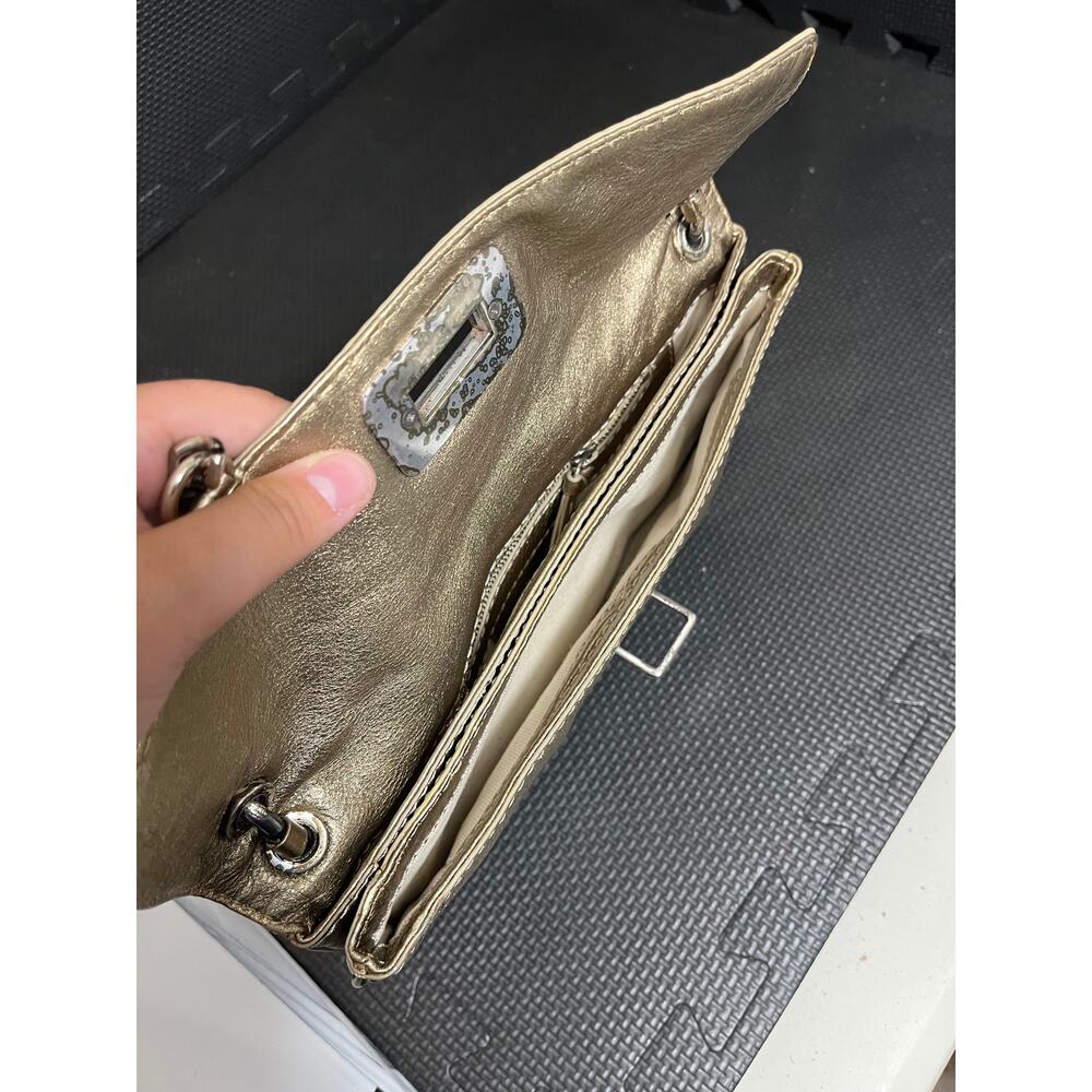 MICHAEL KORS VINTAGE Champagne color and metallic chain shoulder bag / clutch - Picture 12 of 12